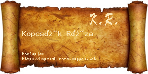 Kopcsák Róza névjegykártya